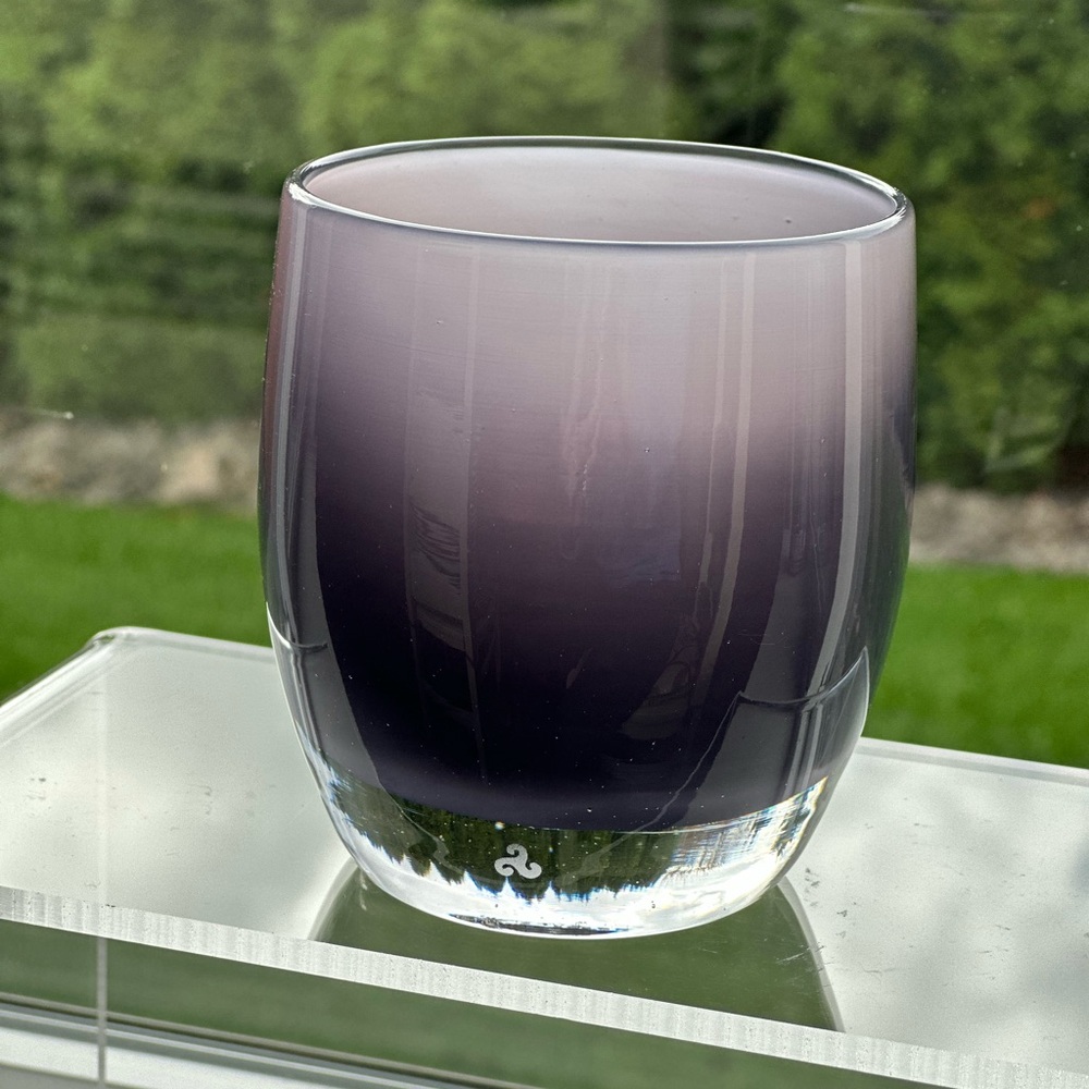 Glassybaby “Twilight” moody purple with Triskelion stamp